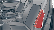 Seiten-Airbags: Einbauort im Fahrersitz (Beispiel)