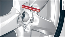 Wheel: Mounting pin in wheel bolt hole nearest to the top