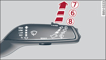 Windscreen wiper lever with rear window wiper: Operating the rear wiper 