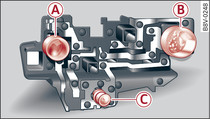 Position of the bulbs on the bulb carrier (example for inner left rear light)