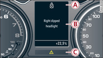 Instrument cluster: Display layout on vehicles with monochrome display (example)