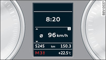 Combin d'instruments: indicateur de changement de rapport en mode tiptronic (bote de vitesses automatique)