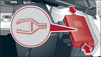 Compartiment-moteur, côt gauche: couvercle de fusibles