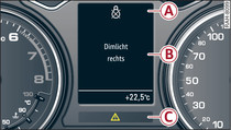 Instrumentenpaneel: Weergaveschema wagens met eenkleurig display (voorbeeld)