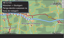 Indicação de uma informação de trânsito TMC/TMCpro no mapa