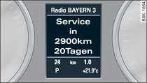 Instrument cluster: Example of a service interval display