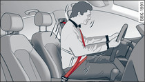 Un cinturón de seguridad bien puesto sujetará al conductor en caso de frenazo repentino