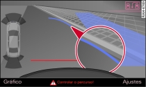 Ecrã do MMI: curva azul no lancil do passeio