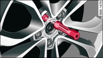 Замена колеса: внутренний шестигранник для вращения болтов