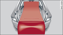 Luggage compartment: Reversible floor covering with backrest folded down