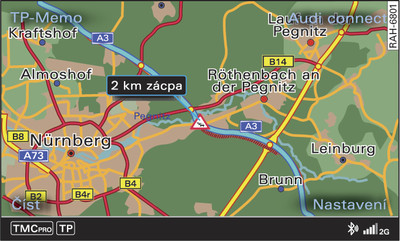 Zobrazení dopravní informace TMC/TMCpro na mapě