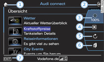 Anzeige von Audi connect Diensten