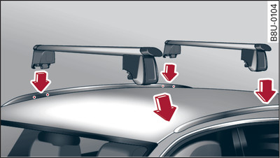 Attachment points for roof carrier