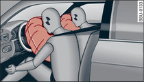 Front airbags in inflated condition