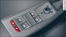 Detail of the driver's door: Controls