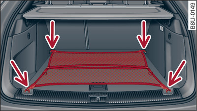 Luggage compartment: Stretch net* attached