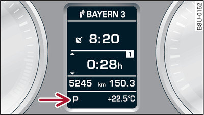 Instrument cluster: Selector lever positions