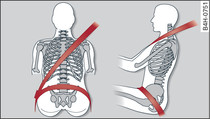 Posizione del nastro della cintura sulla spalla e sull'addome