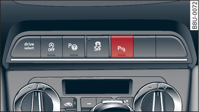 Consola central: botão do sistema auxiliar de estacionamento