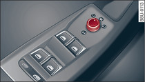 Porta do condutor: botão rotativo dos espelhos retrovisores exteriores