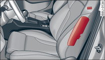 Localização de montagem do airbag lateral no banco do condutor