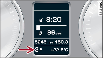 Комбинация приборов: индикация переключения передач в режиме «tiptronic»