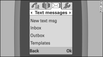 Text messages menu