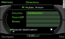 Input menu: navigation destination