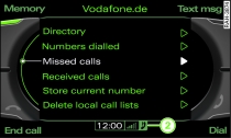 Selecting a telephone number from a list