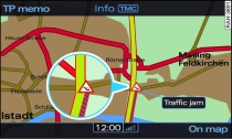 Displaying a TMC traffic message on the map