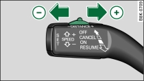 Control lever: Setting the distance