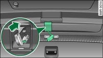Detail of inside of tailgate: Access to manual release