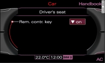 Display: Activating memory function for remote control key