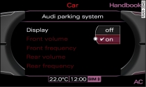Display: Settings for parking aid