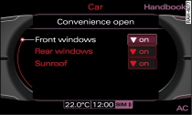 Display: Convenience open menu