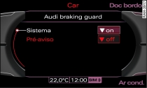 Ecrã: Audi braking guard