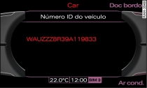Ecrã: número de identificação do veículo
