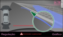 Ecrã do MMI: curva azul encostada à borda do passeio