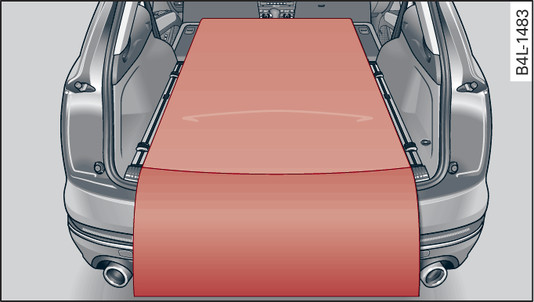 Fig. 96 Luggage compartment: Reversible floor covering with backrest folded down