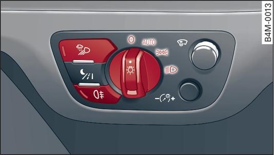 Fig. 40 Dashboard: Light switch with all-weather lights