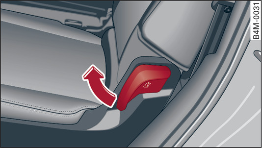Fig. 64 Second row of seats: Adjusting the angle of the backrest