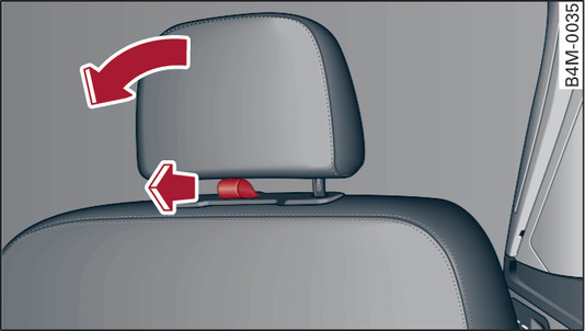 Fig. 68 Third row of seats: Folding down headrest