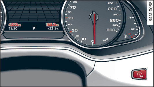Fig. 5 Instrument cluster: Mileage recorder and reset button