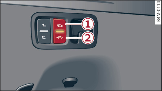 Fig. 164 Detail of the luggage compartment: Button for lowering rear of vehicle