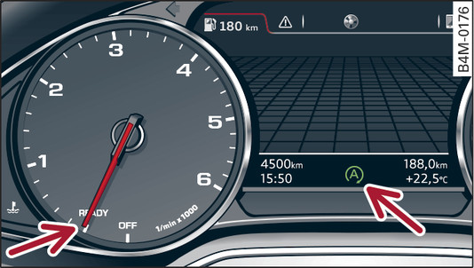 Fig. 110 Instrument cluster: Engine switched off (stop phase)