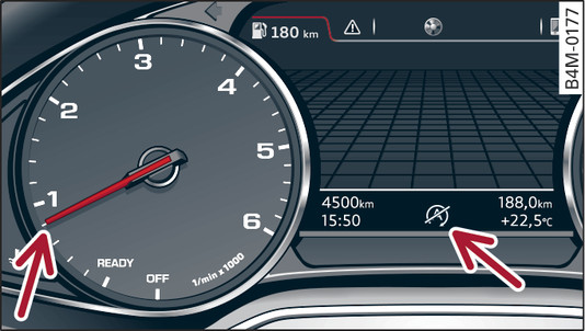 Fig. 111 Instrument cluster: Engine stop temporarily unavailable