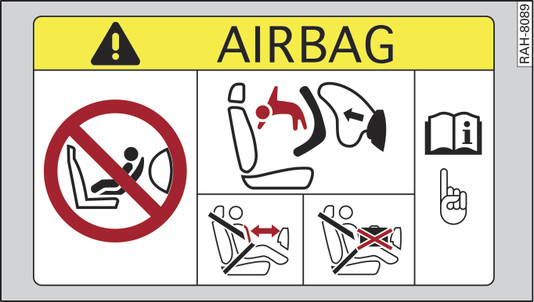Fig. 292 Front passenger s sun visor: Airbag sticker