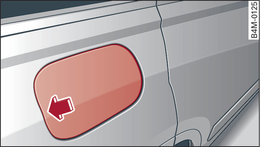 303. ábraA jármű jobb hátsó oldala: az üzemanyag-betöltő nyílás fedelének a nyitása