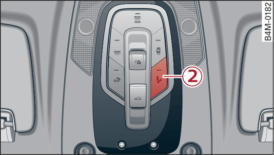 Илл. 229 Потолок в передней части: кнопка вызова при аварии