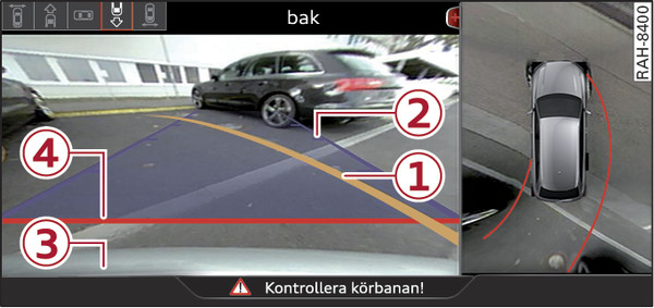Bild 182 Infotainment: Inmåttning mot parkeringsficka